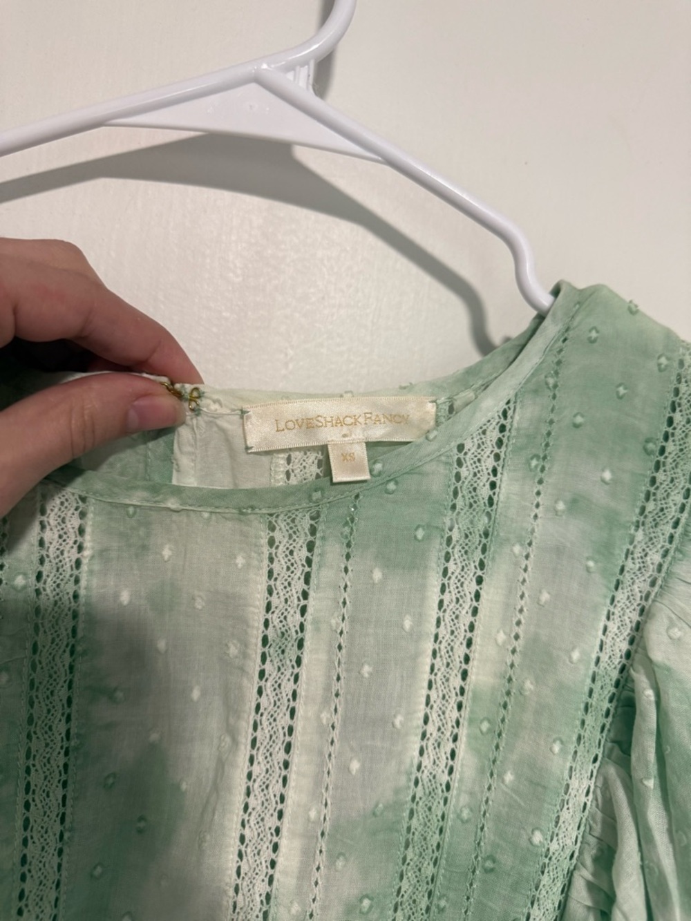 LoveShackFancy Natasha Ruffle Mini Dress size XS in preppy green - Picture 6 of 9